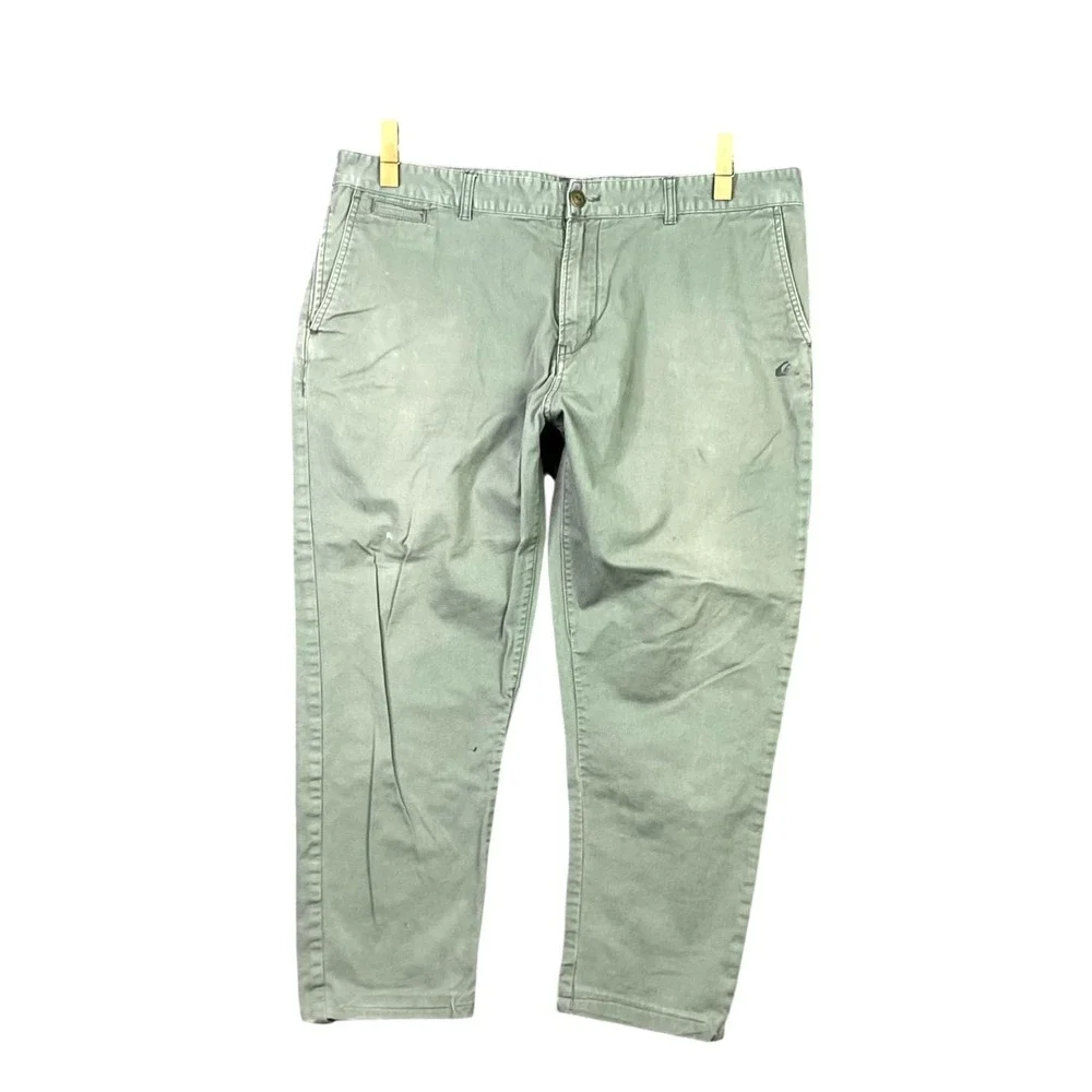 Quiksilver Straight Tapered Chino Pants Mens 39x24* Green Everyday Wear Skate